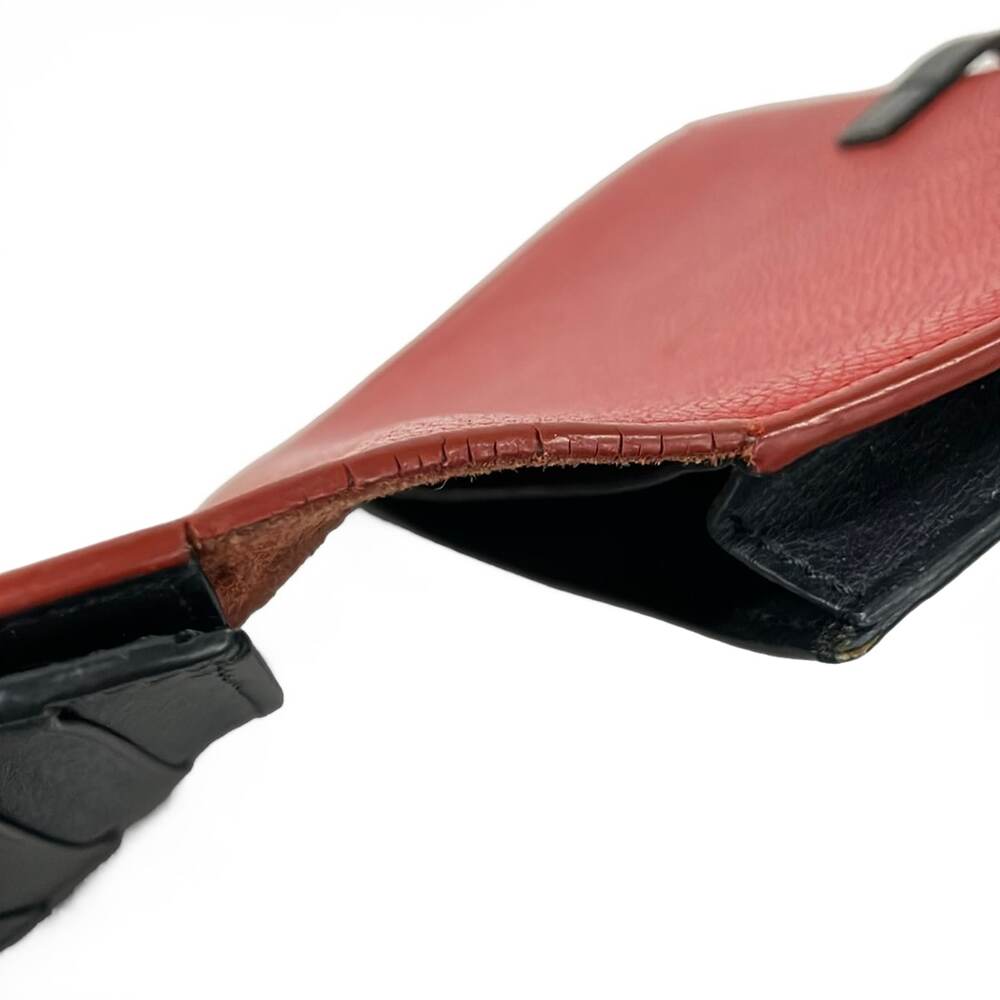 Celine Large Strap Wallet Long Wallet Red Dark Navy - Picture 6 of 9
